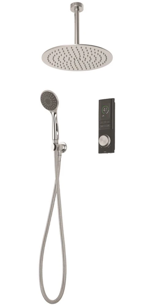 Triton H2ome HP/Combi Ceiling & Rear Fed Dual Outlet Chrome / Black Thermostatic Digital Shower