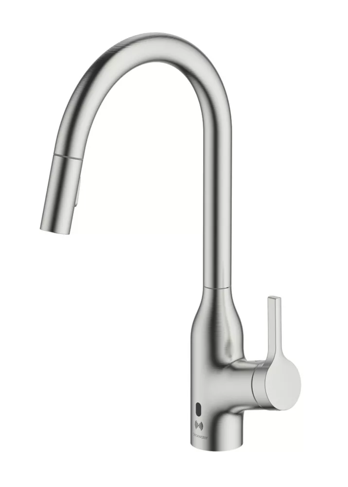 Clearwater Amelio AML10BN Battery-Powered Sensor Tap With Twin Spray Pull-Out Brushed Nickel PVD