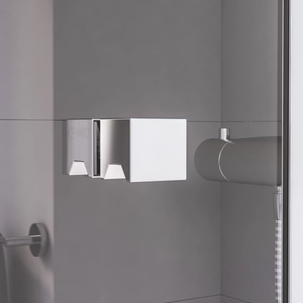Aqualux Edge 6 Semi-Frameless Square Shower Enclosure LH/RH Polished Silver 800 X 800 X 1900mm - Image 2