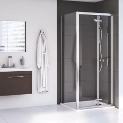 Aqualux Edge 6 Semi-Frameless Square Shower Enclosure LH/RH Polished Silver 800 X 800 X 1900mm