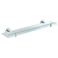 Aqualux Perth Chrome Brass Glass Shelf 635 X 70 X 145mm