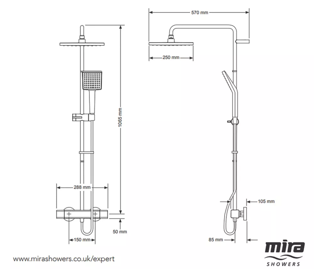 Mira Honesty ERD Rear-Fed Exposed Chrome Thermostatic Diverter Mixer Shower - Image 4