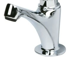 Essentials Self-Closing Bathroom Basin Pillar Tap Chrome