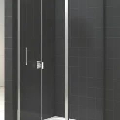 Triton Fast Fix Framed Square Bi-Fold Door With Side Panel Non-Handed Chrome 800 X 800 X 1900mm