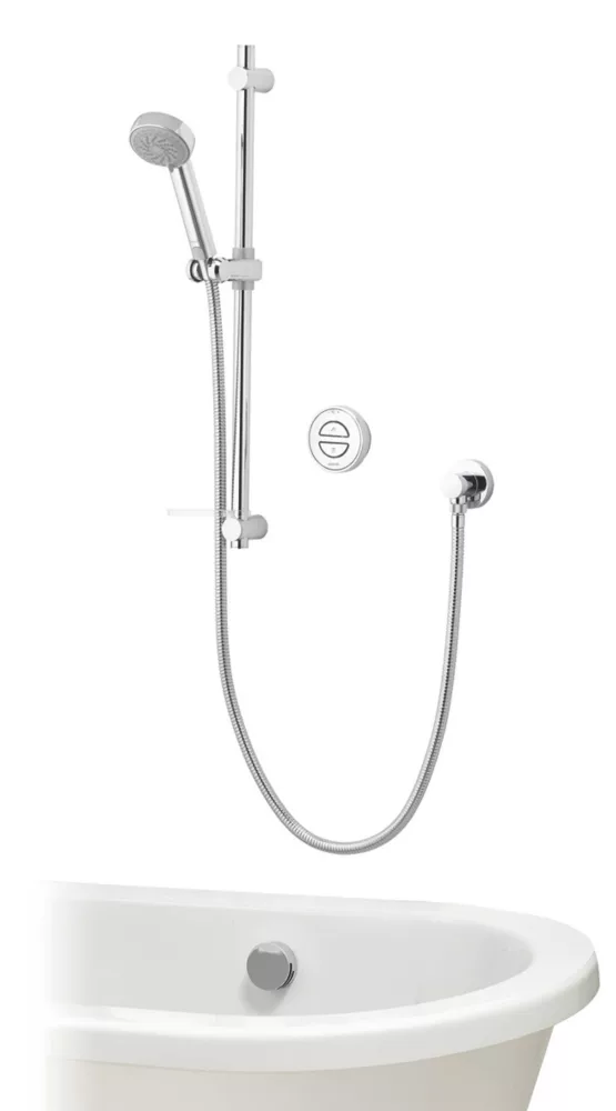 Aqualisa Smart Link HP/Combi Rear-Fed Chrome Thermostatic Smart Shower With Bath Overflow Filler