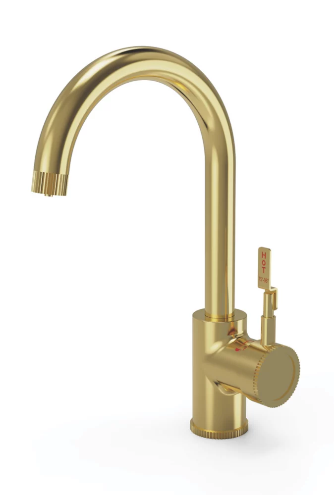 ETAL Industrial Single Lever 3-in-1 Hot Water Kitchen Tap Brushed Brass
