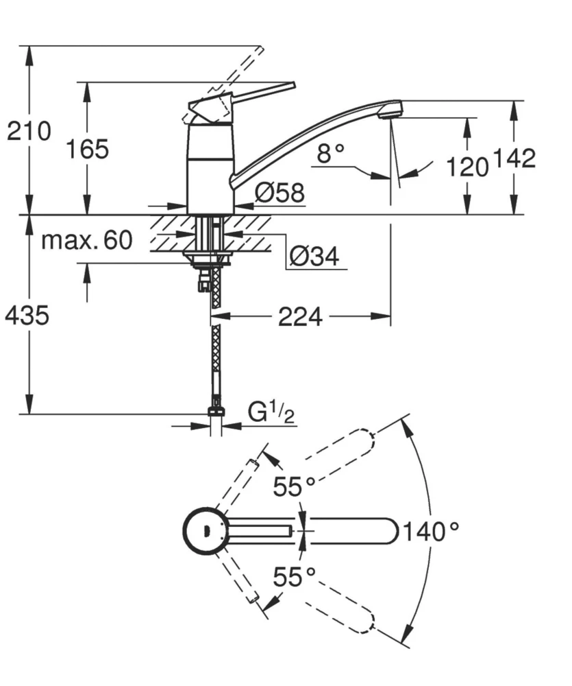 Grohe Swift Top Lever Kitchen Tap Chrome - Image 2
