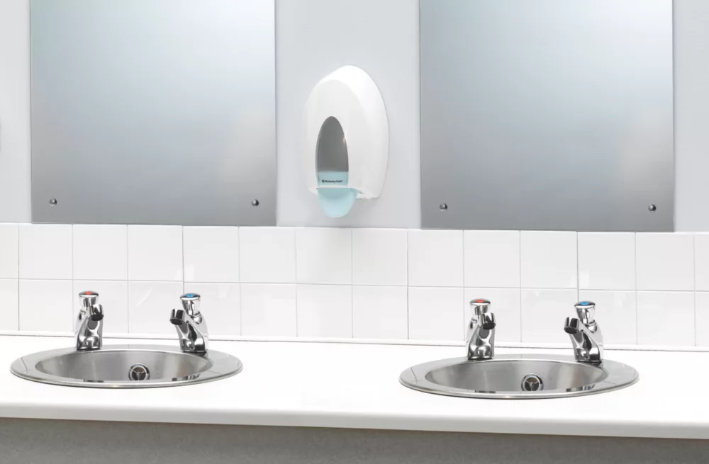 Essentials Self-Closing Non-Concussive Bathroom Basin Taps Chrome - Image 2