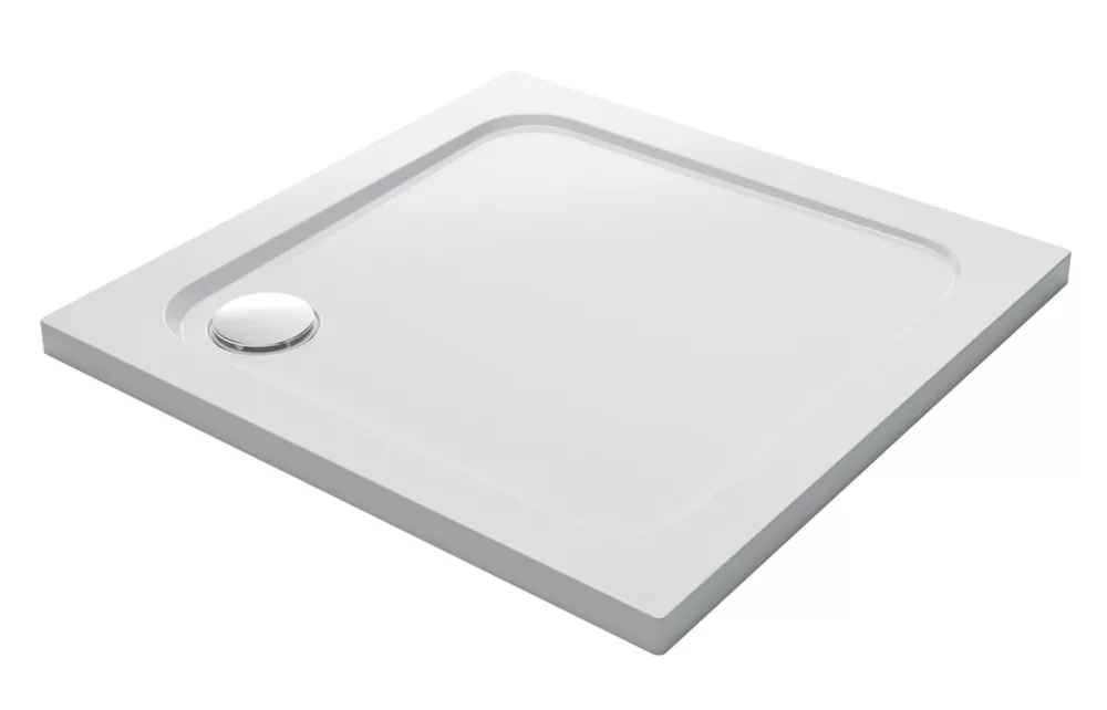 Mira Flight Low Corner Waste Square Shower Tray White 900 X 900 X 40mm