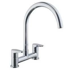 Essentials 58A Deck-Mounted Dual-Lever Bridge Mixer Kitchen Tap Chrome