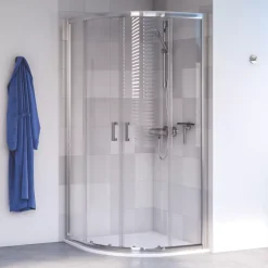 Aqualux Edge 6 Semi-Frameless Quadrant Shower Enclosure LH/RH Polished Silver 900 X 900 X 1900mm