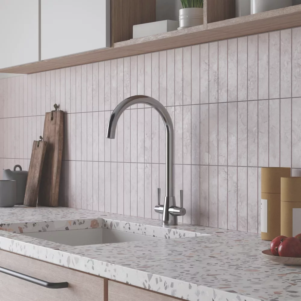 ETAL Wick Twin Lever Kitchen Mixer Tap Polished Chrome - Image 2