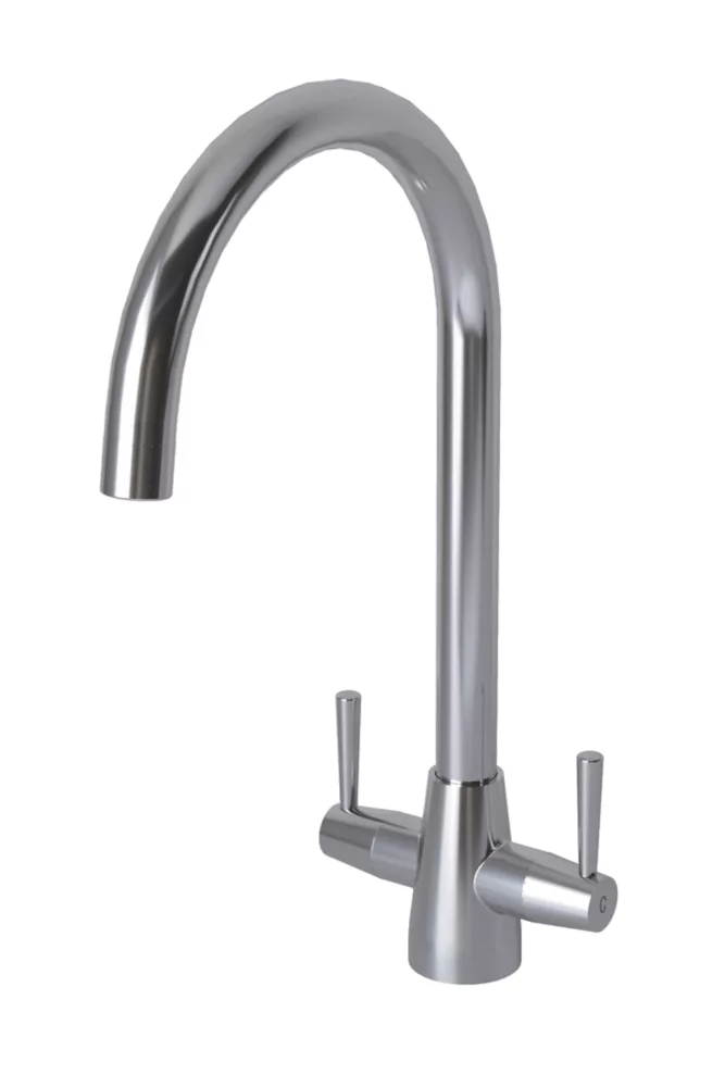 ETAL Wick Twin Lever Kitchen Mixer Tap Polished Chrome