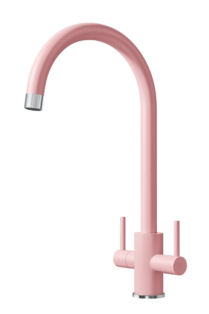 ETAL Sorrento Twin Lever Kitchen Mixer Tap Matt Pink