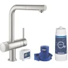 Grohe Blue Pure Minta 2-Way Deck-Mounted Duo Filter Tap Starter Kit SuperSteel