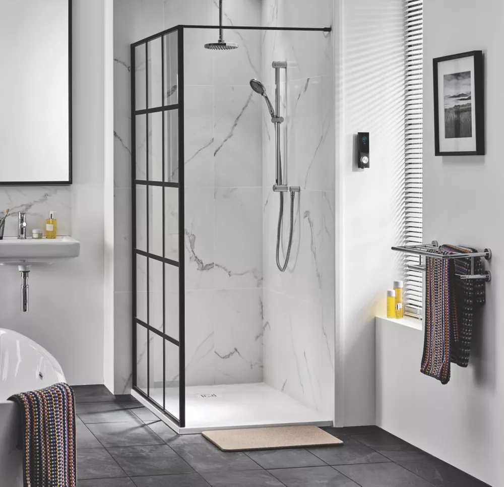Triton Neo Framed Grid Showerwall Black 1000 X 2000mm - Image 2