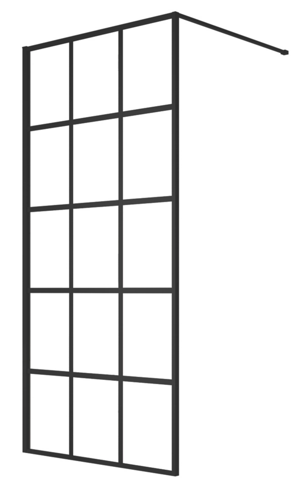 Triton Neo Framed Grid Showerwall Black 1000 X 2000mm
