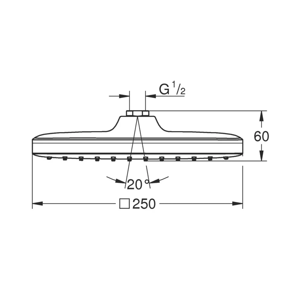 Grohe Vitalio Comfort Adjustable Shower Head Chrome 250mm - Image 3