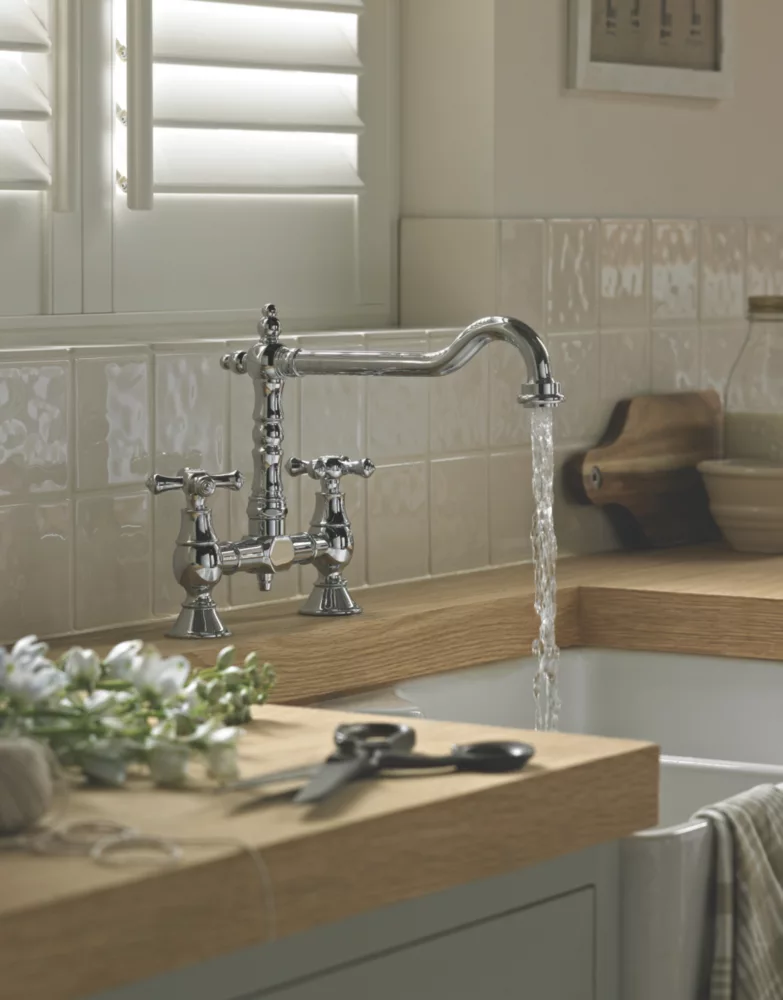 Bristan K BRSNK C Colonial Surface-Mounted Bridge Mixer Kitchen Tap Chrome - Image 2
