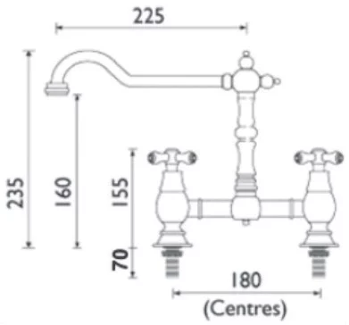 Bristan K BRSNK C Colonial Surface-Mounted Bridge Mixer Kitchen Tap Chrome - Image 3