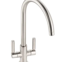 Abode Globe Swan Dual-Lever Mono Mixer Kitchen Tap Brushed Nickel