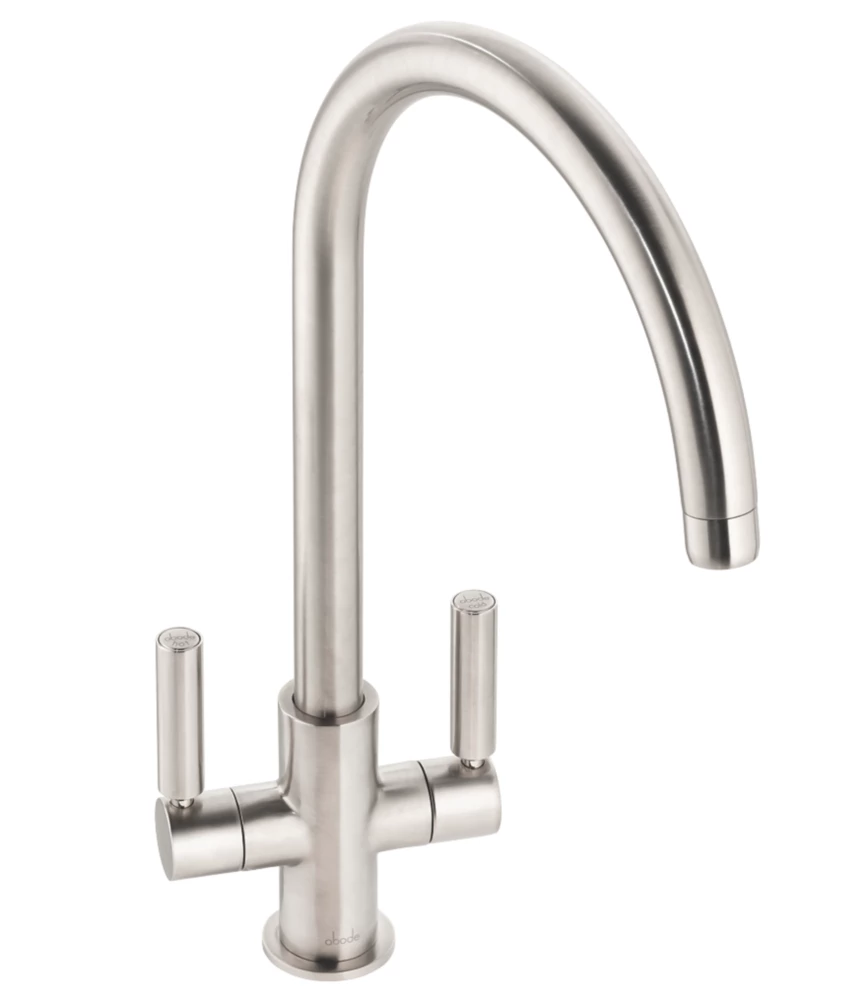 Abode Globe Swan Dual-Lever Mono Mixer Kitchen Tap Brushed Nickel