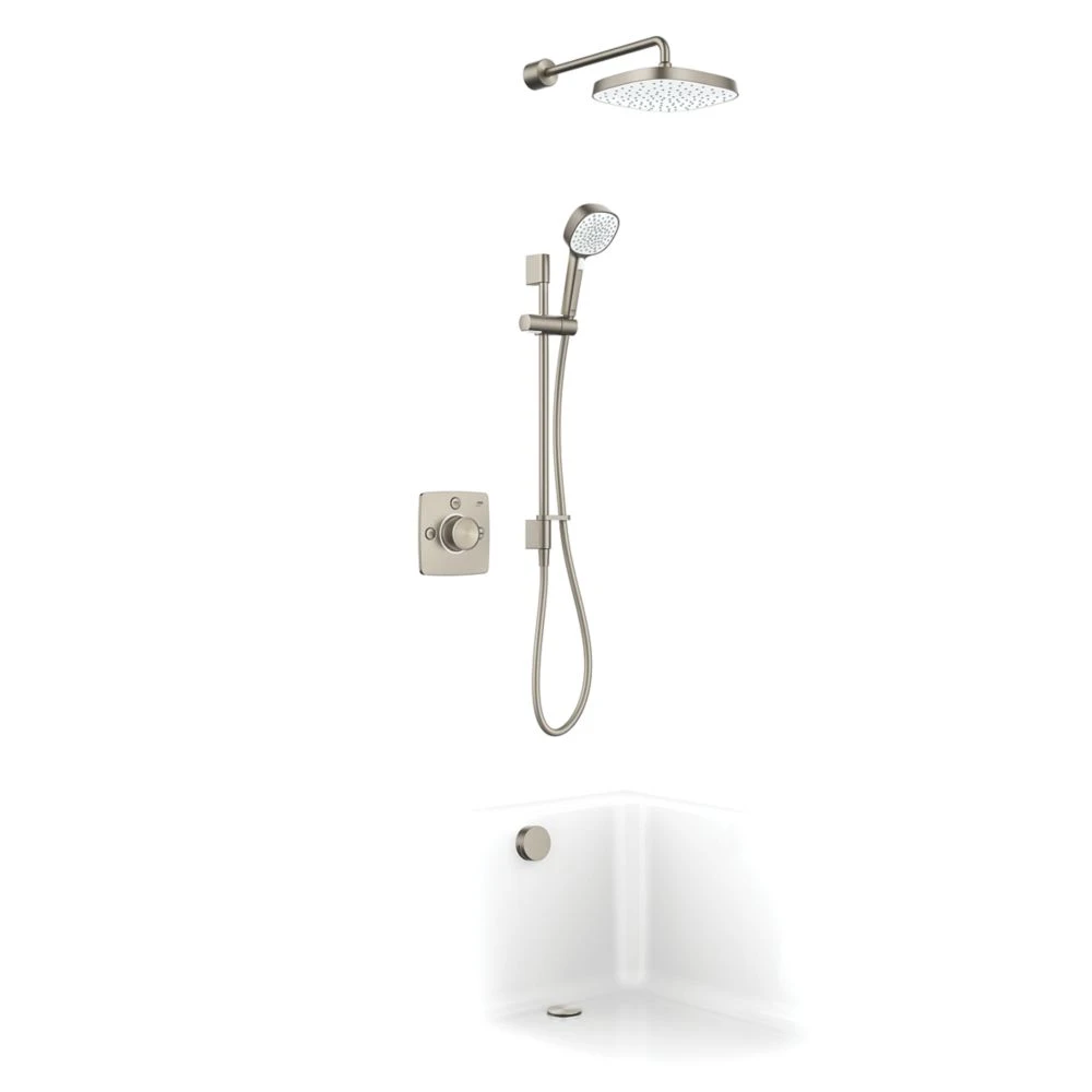 Mira Evoco Rear-Fed Concealed Brushed Nickel Thermostatic Built-In Mixer Shower & Bath Fill