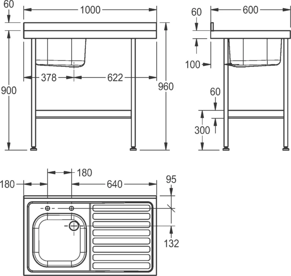 Franke Mini 1 Bowl Stainless Steel Catering Sink 1000 X 600mm - Image 2