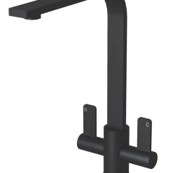 ETAL Stroud Twin Lever Kitchen Mixer Tap Matt Black