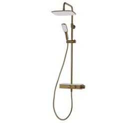 Triton Rear-Fed Exposed Brushed Brass Thermostatic Mixer Diverter Shower