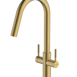 Clearwater Topaz J-Spout Monobloc Mixer Tap Brushed Brass PVD