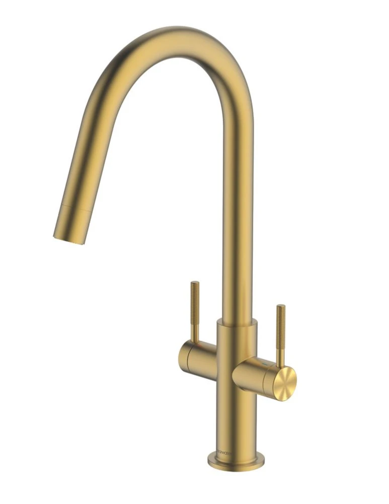 Clearwater Topaz J-Spout Monobloc Mixer Tap Brushed Brass PVD