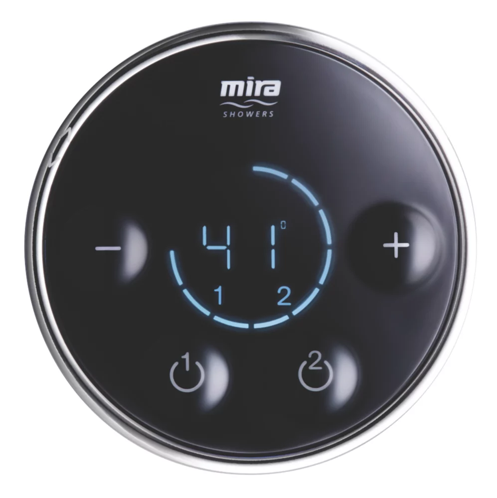 Mira Platinum Dual Gravity-Pumped Rear-Fed Dual Outlet Black / Chrome Thermostatic Wireless Digital Mixer Shower - Image 4