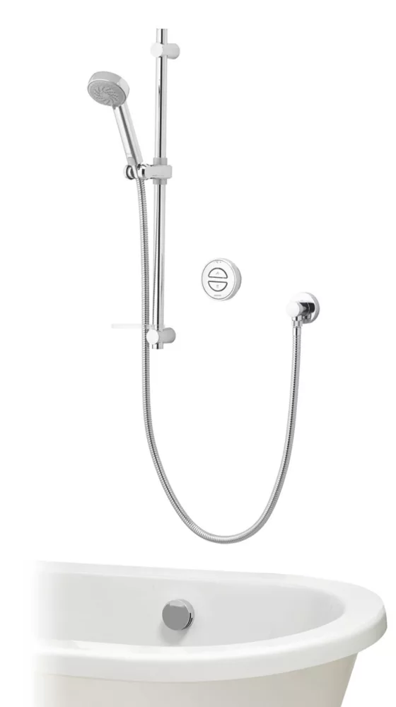 Aqualisa Smart Link Gravity-Pumped Rear-Fed Chrome Thermostatic Smart Shower With Bath Overflow Filler