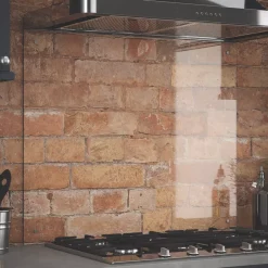 Splashback Clear Splashback With Brushed Chrome Caps 900 X 750 X 6mm