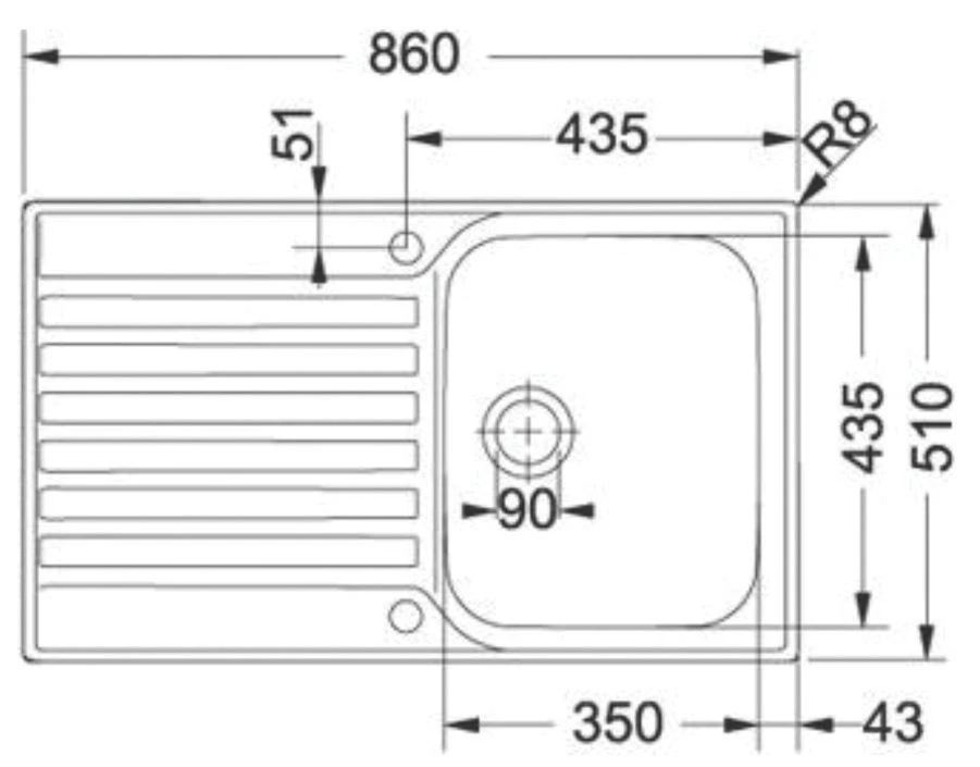 Franke Ascona 1 Bowl Stainless Steel Inset Sink 860 X 510mm - Image 4