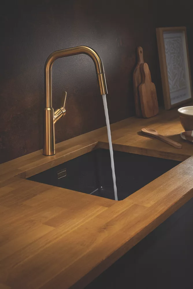 Clearwater Santor SAN20CP Single Lever Tap With Twin Spray Pull-Out Brushed Brass PVD - Image 5