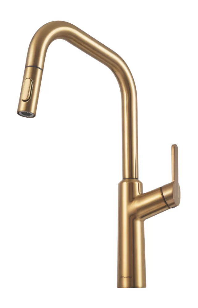 Clearwater Santor SAN20CP Single Lever Tap With Twin Spray Pull-Out Brushed Brass PVD