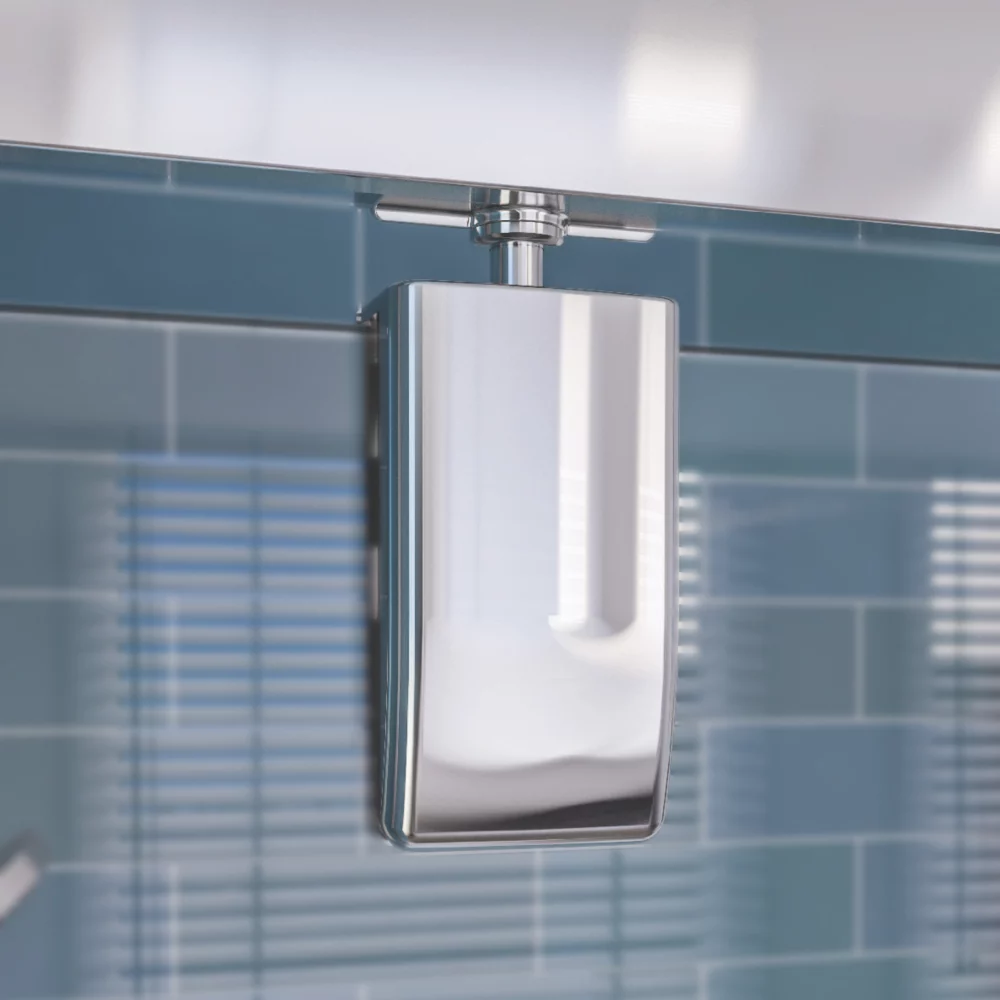 Aqualux Edge 8 Semi-Frameless Square Pivot Shower Door Polished Silver 760 X 2000mm - Image 3