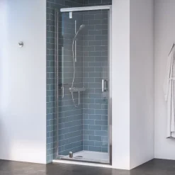Aqualux Edge 8 Semi-Frameless Square Pivot Shower Door Polished Silver 760 X 2000mm