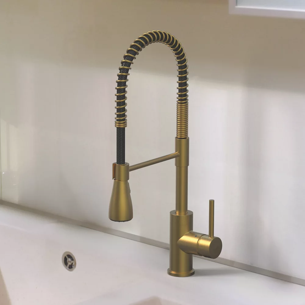 Swirl Seville Mixer Tap Brushed Brass - Image 2