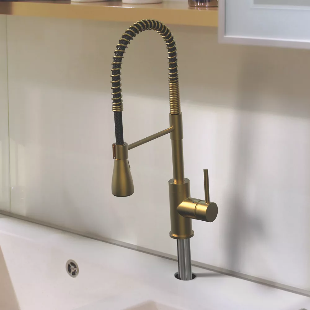 Swirl Seville Mixer Tap Brushed Brass - Image 3