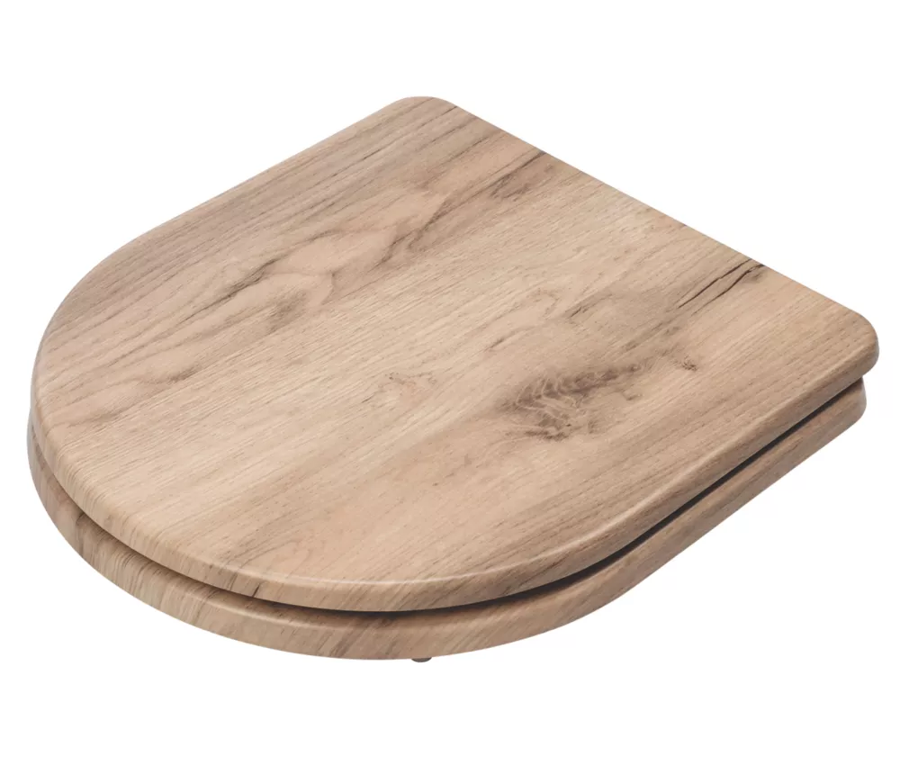 Croydex Varese Soft-Close With Quick-Release Toilet Seat Moulded Wood Natural Finish - Image 2
