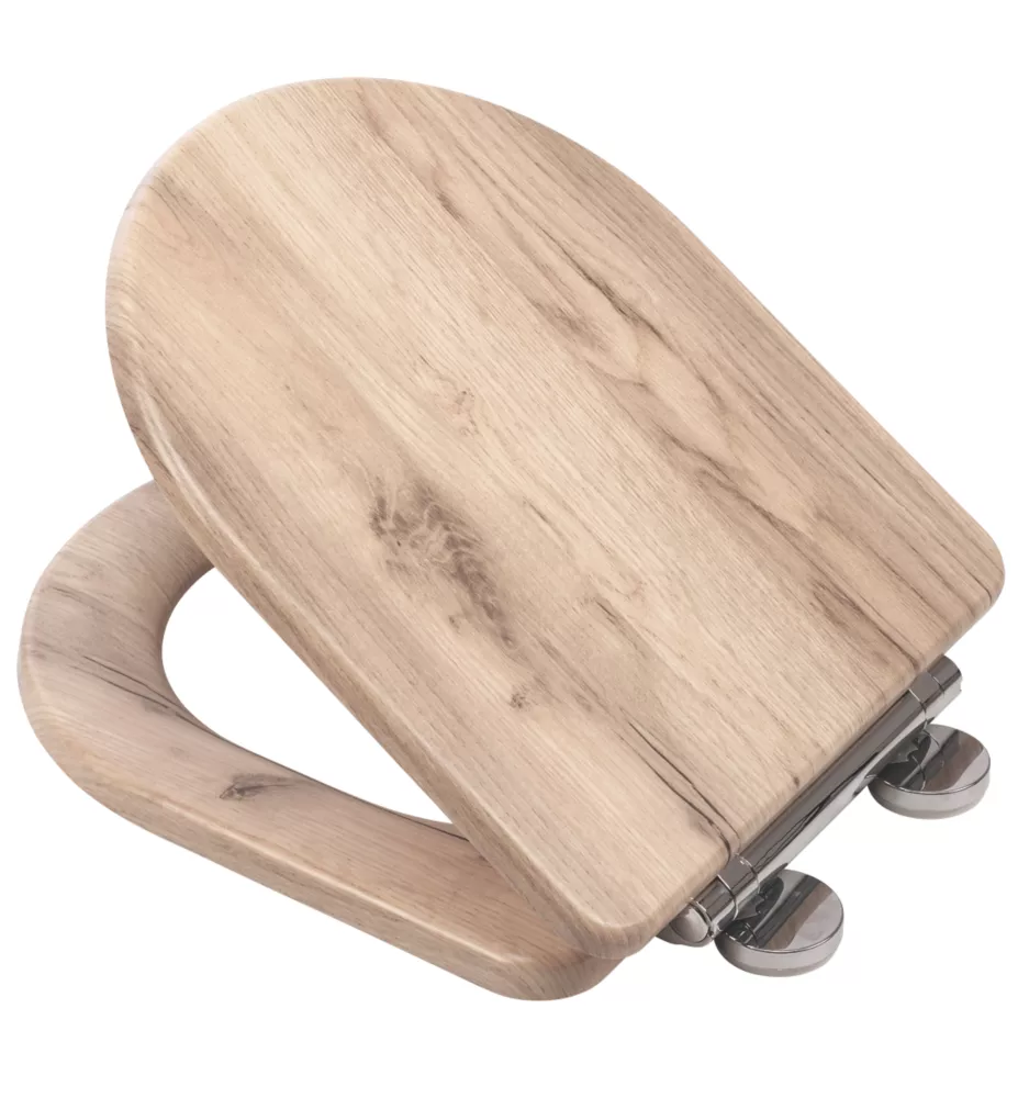 Croydex Varese Soft-Close With Quick-Release Toilet Seat Moulded Wood Natural Finish