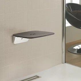 Mira Wall-Mounted Premium Shower Seat Grey / Chrome - Image 2