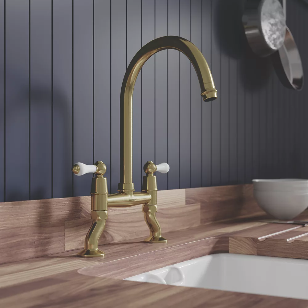 Clearwater Elegance Dual-Lever Mixer Tap Brushed Brass PVD - Image 2