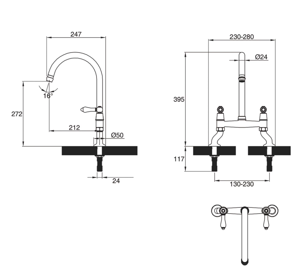 Clearwater Elegance Dual-Lever Mixer Tap Brushed Brass PVD - Image 3