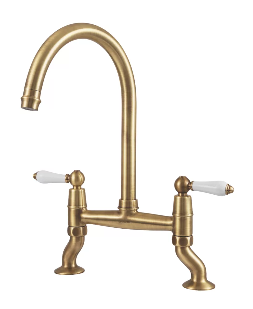 Clearwater Elegance Dual-Lever Mixer Tap Brushed Brass PVD