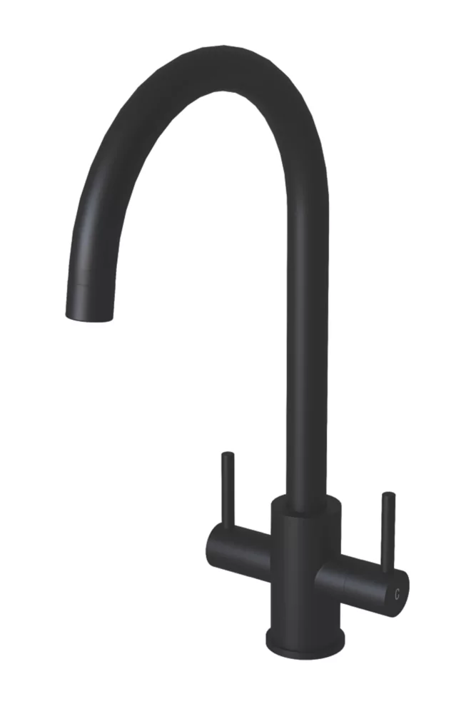 ETAL Dart Twin Lever Kitchen Mixer Tap Matt Black