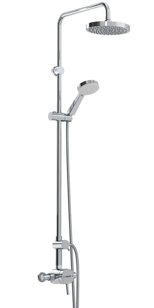 Bristan Prism Rear-Fed Exposed Chrome Thermostatic Mixer Shower With Rigid Riser Kit & Diverter